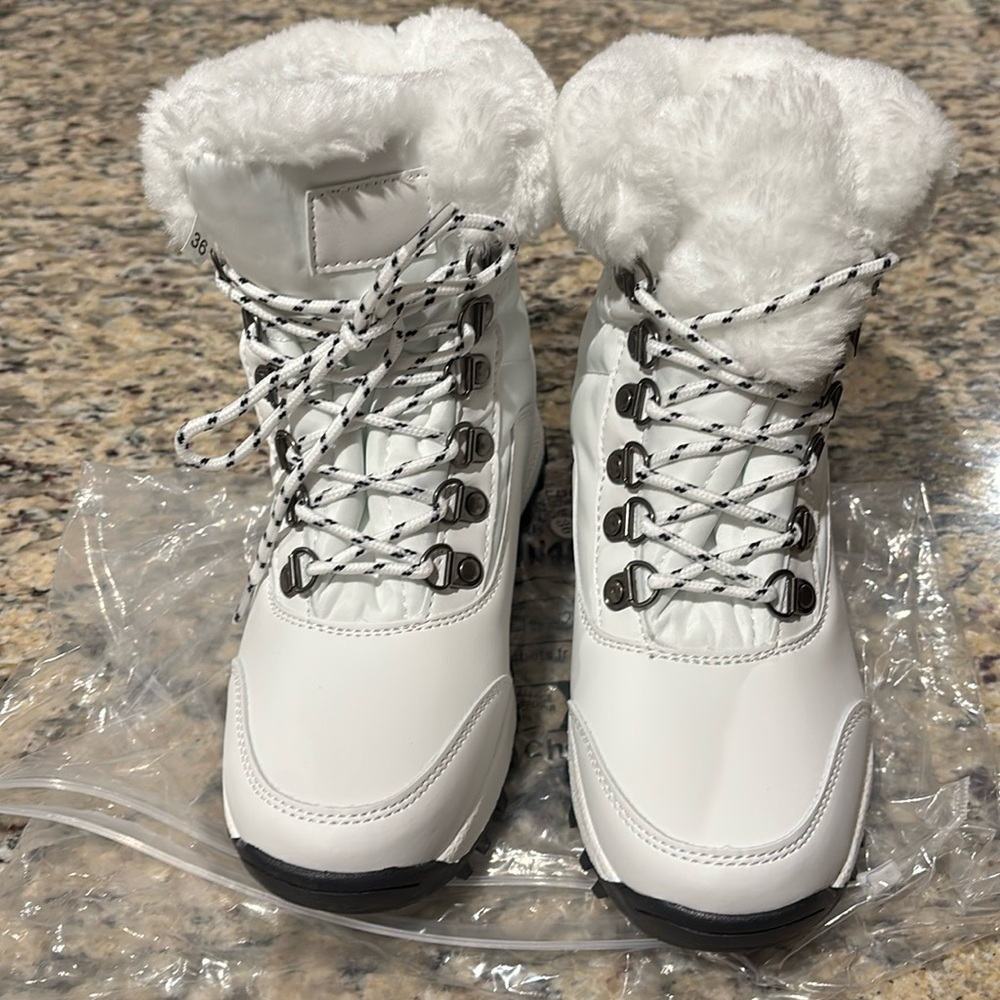 White winter boots